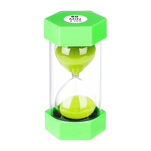 Hourglass Sand Timer, 60 Minutes Sand Clock Set, Acrylic Colorful Reloj De Arena para, Hour Glass Sand Watch for Classroom, Game, Home, Kitchen, Desk Decoration Green