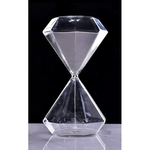 Hourglass Sand Timer Minutes 5 Minute Traditional Hourglass Diamond Shape Desktop Colorful Sandglass Decorative Gift Sand Watch Transparent Hour Glass Timer for Home Office Decor (Grey)