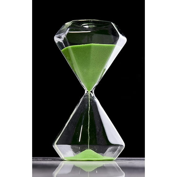 Hourglass Sand Timer Minutes 5 Minute Traditional Hourglass Diamond Shape Desktop Colorful Sandglass Decorative Gift Sand Watch Transparent Hour Glass Timer for Home Office Decor (Green)
