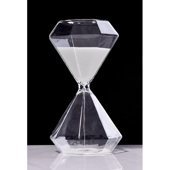 Hourglass Sand Timer Minutes 5 Minute Traditional Hourglass Diamond Shape Desktop Colorful Sandglass Decorative Gift Sand Watch Transparent Hour Glass Timer for Home Office Decor (White)