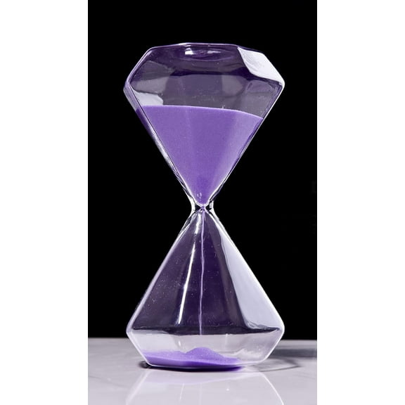 Hourglass Sand Timer Minutes 5 Minute Traditional Hourglass Diamond Shape Desktop Colorful Sandglass Decorative Gift Sand Watch Transparent Hour Glass Timer for Home Office Decor (Purple)