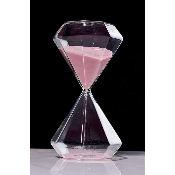Hourglass Sand Timer Minutes 5 Minute Traditional Hourglass Diamond Shape Desktop Colorful Sandglass Decorative Gift Sand Watch Transparent Hour Glass Timer for Home Office Decor (Pink)