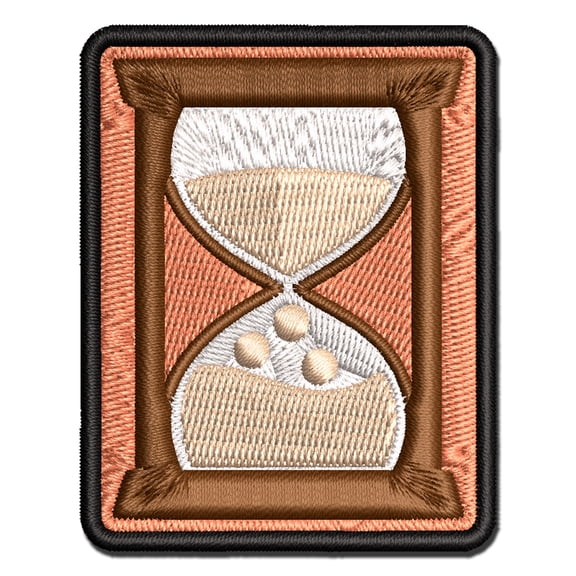 Hourglass Sands of Time Applique Multi-Color Embroidered Iron-On Patch - 2.0 Inch Mini