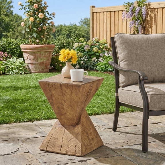 Hourglass Sculptural Side Table - Hand-Painted Magnesium Oxide Accent Table