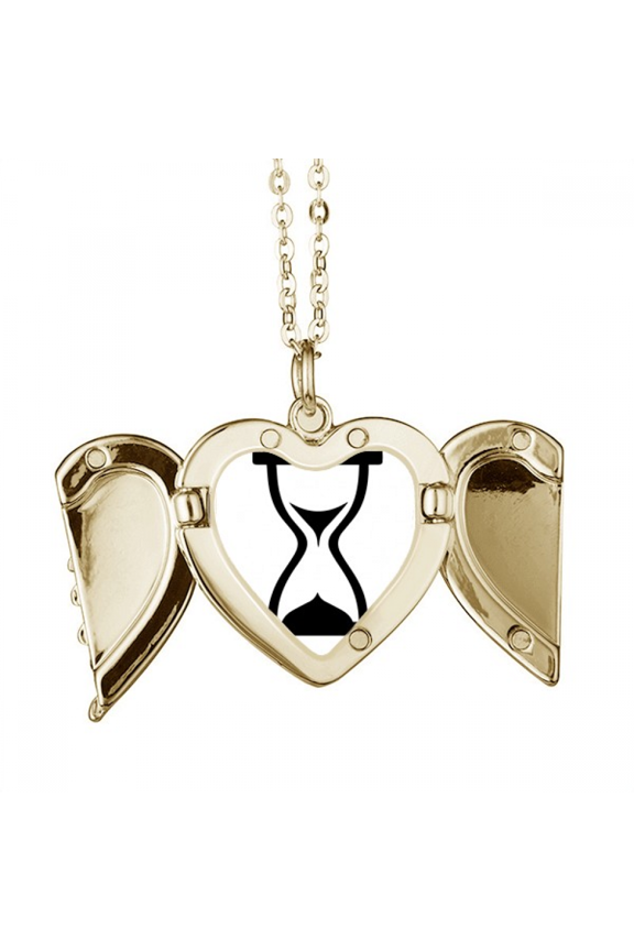 Hourglass Time Calculations Continue Folded Wings Peach Heart Pendant Necklace