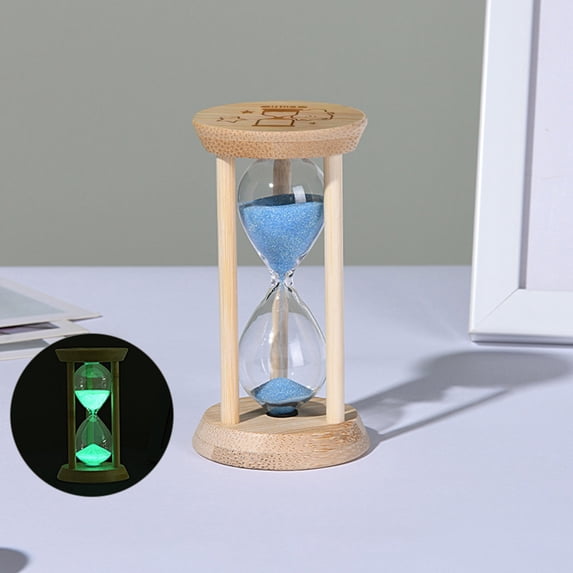 Hourglass Timer, Gaqring Fluorescent Wooden Sand Clock, Decorative Tooth Brushing Cooking Baking Desk Ornament Gift Toy, Blue