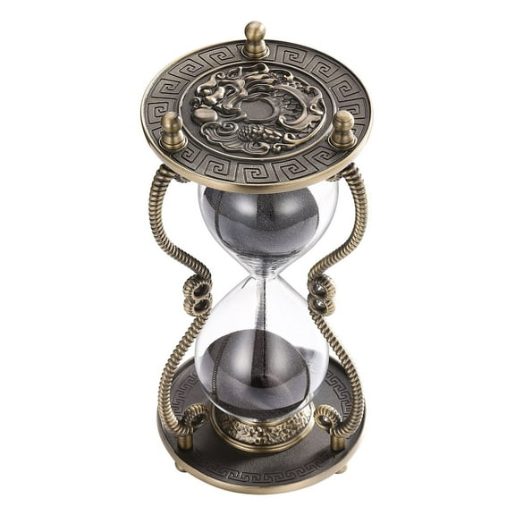 Hourglass Timer Sand Clock 60 Minute: Brass Medieval Dragon Black Sand Watch 60 Min, Large Reloj De Arena, Gothic Fantasy One Hour Sandglass for Gifts, Home, Desktop Decor