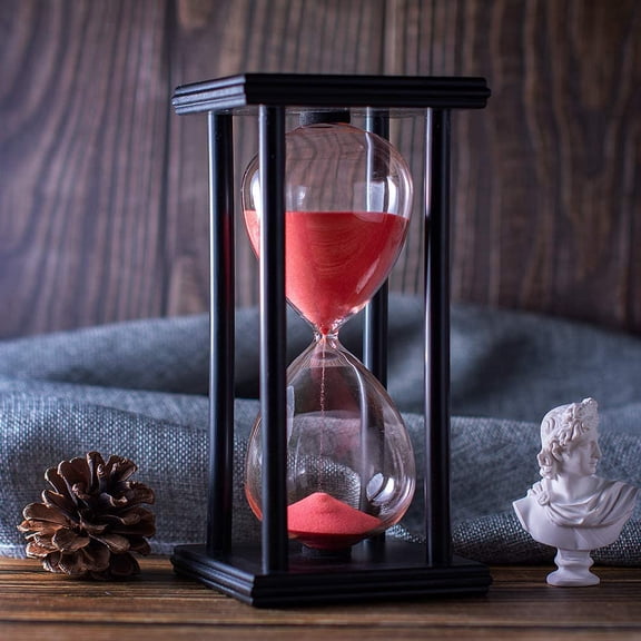 Hourglass Timer with Red Sand, 60 Minute Wooden Sand Timer