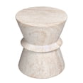 thumbnail image 1 of Hourglass Travertine Stone Finish Italian Design MgO Side Accent Table, 1 of 13