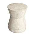 thumbnail image 1 of Hourglass Travertine Stone Finish Italian Design MgO Side Accent Table, 1 of 12