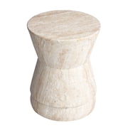 Hourglass Travertine Stone Finish Italian Design MgO Side Accent Table