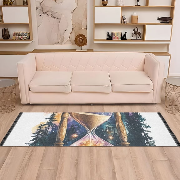 Hourglass Trees Starry Sky Runner Rug Non-Slip Area Rugs Linen Washable Non Shedding for Kitchen Bedroom Carpet