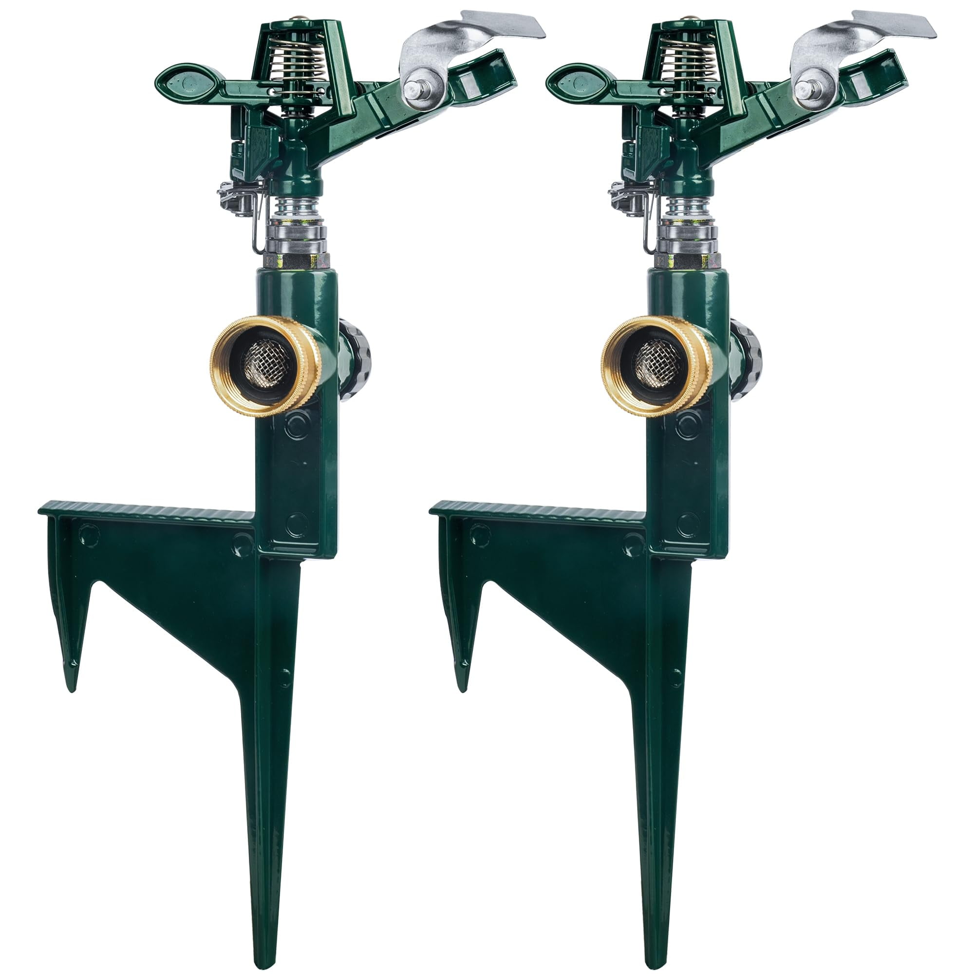 Hourleey 2 Pack Impact Sprinklers for Yard, Adjustable Pulsating Water