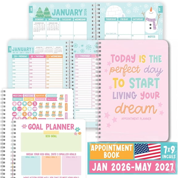 Hourly Appointment Book 2026-2027, Appointment Planner With Daily Weekly Monthly Schedule, Calendar For Home Office And Business