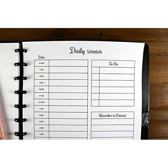 Hourly/Daily Planner Inserts for 11 Disc Planners