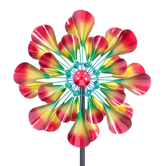 Hourpark 75 Inch Red Metal Kinetic Wind Spinner