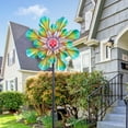 thumbnail image 1 of Hourpark 3D Kinetic Metal Wind Wheel & Spinners for Garden Outdoor Decor, Double-Side, Green, 75 inch, 1 of 14