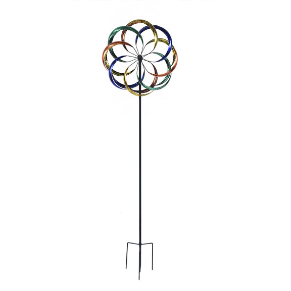 Hourpark Outdoor Garden Lawn Decor 8 Circle Wind Spinner, Multicolor