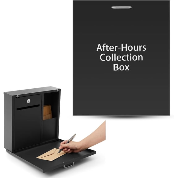 After Hours Drop Collection Boxes 16" x 13" x 4" Standard Night Box with Lock and Key Items Key Document Collected Mailbox for Shop Repair Service Apartment Offices Business
