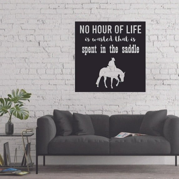 Hours Spent in the Saddle Cowboy Cowgirl Quote Country Life Quotes Wall Sticker Art Decal for Girls Boys Room Bedroom Garage House Fun Home Decor Stickers Wall Art Vinyl Decoration Size (10x10 inch)