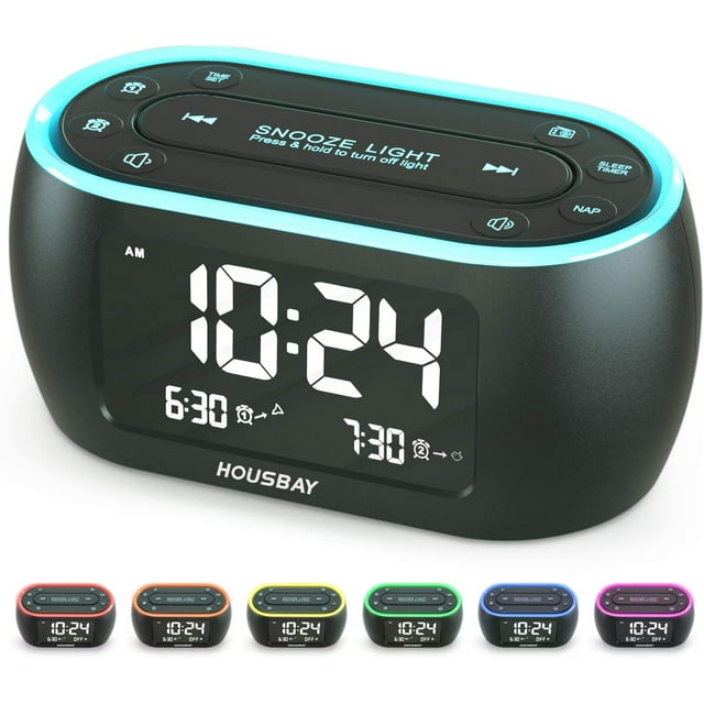 Housbay Glow Digital Alarm Clock Radio & Phone Charging Station with