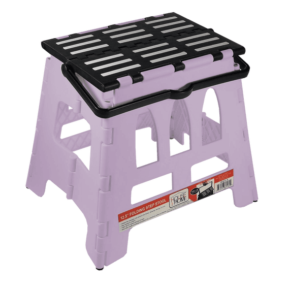 House 2 Home, 12.5" Plastic One Step Folding Step Stool - Lilac