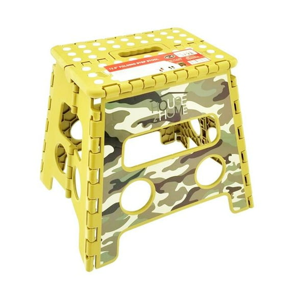 House 2 Home W12S207-K 12.5 in. Camo Step Stool with Printing & Dot Grip - Khaki