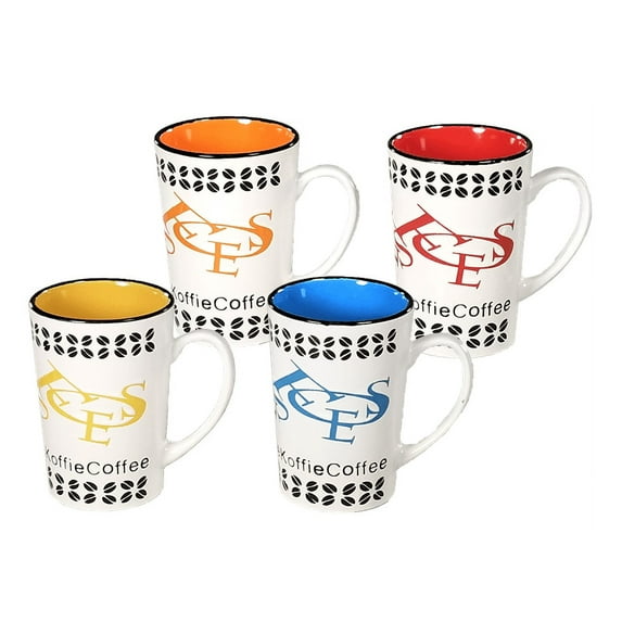 House 2 Home 4 Pc 17oz Multi-Color Ceramic Coffee Mug Set