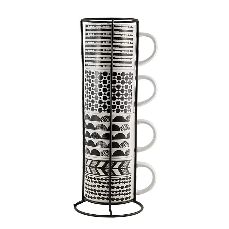 Stackable 11 oz Coffee Cups With Stand Love Designs - Set of 4
