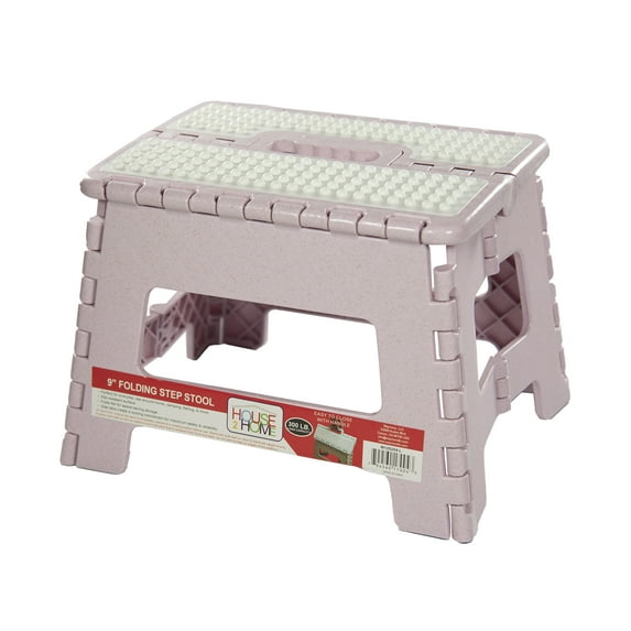 House 2 Home, 8.5" Plastic One Step Folding Step Stool, Lilac and White Top