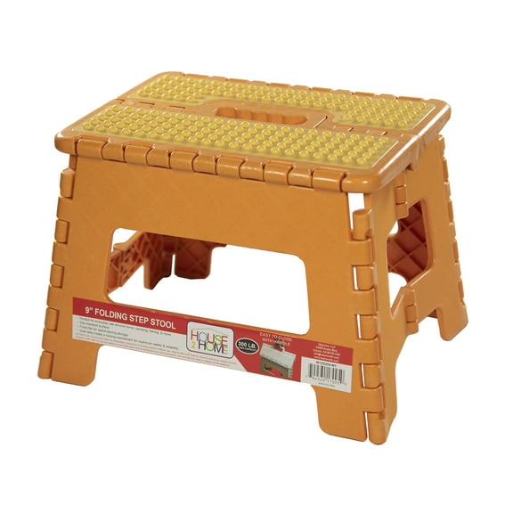 House 2 Home 8.5" Plastic One Step Folding Step Stool Mandarin and Yellow Top