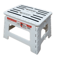 thumbnail image 1 of House 2 Home 9" Plastic 1 Step Folding Step Stool White with Black Grip Stripe, 1 of 4