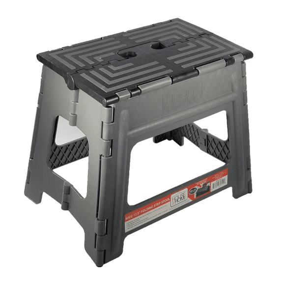 House 2 Home, Wide 12.5" Plastic 1 Step Folding Step Stool Gray