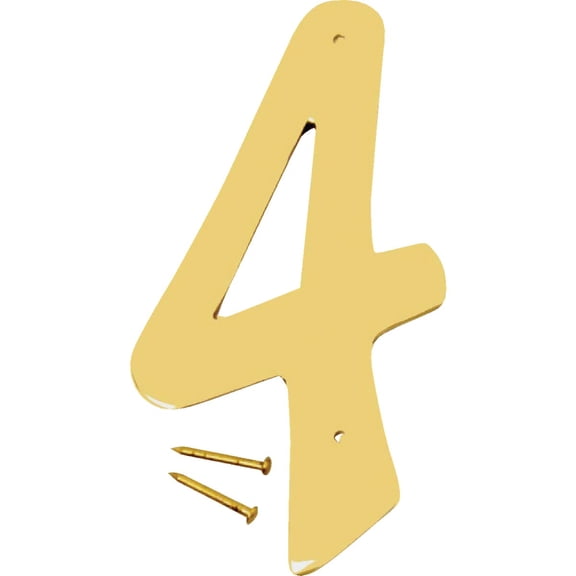 House Address Number "4", Brass, 4-In.