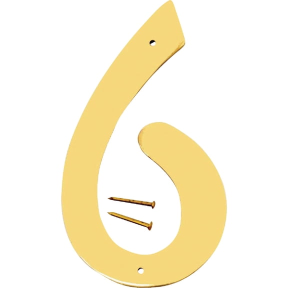 House Address Number "6", Brass, 4-In.