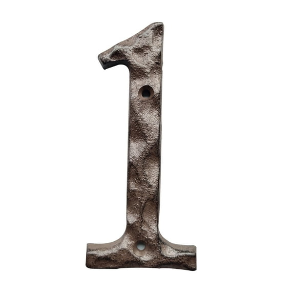 House Address Numbers 5 Inch Cast Iron Metal Home Modern Door Numbers Unique Hammered Look, Number 1
