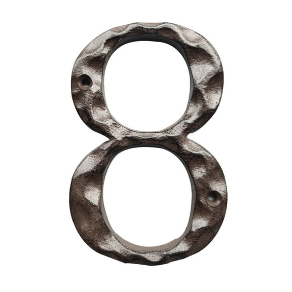 House Address Numbers 5 Inch Cast Iron Metal Home Modern Door Numbers Unique Hammered Look, Number 8