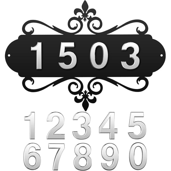 House Address Plaques Metal Address Sign Outside House Number Mailbox Number Sign for House Home Hotel Office Garden Decorative Wall Plaque(13.8 inch,Delicate Style)