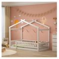 House Bed Size Floor Bed with Fence Railings, Wooden Montessori Bed