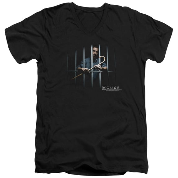House Behind Bars Adult V-Neck T-Shirt Black