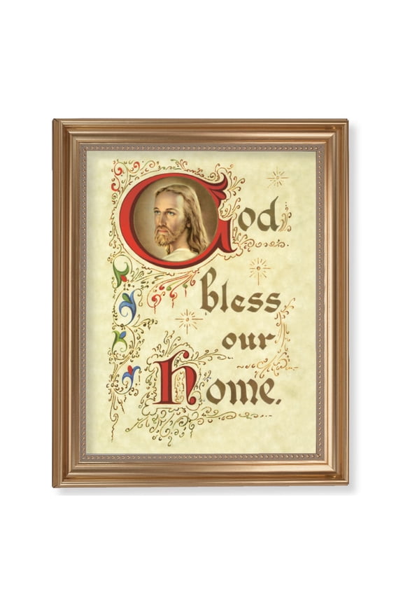House Blessing Picture Framed Wall Art Decor Extra Large, Classic Gold-Leaf Fluted Frame with Beaded Lip