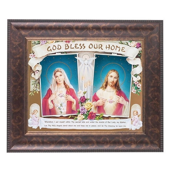 House Blessing - SHJ-IHM Picture Framed Wall Art Decor Large, Antique Gold and Expresso Decorated Frame with Beveled Edge and Gold Lip