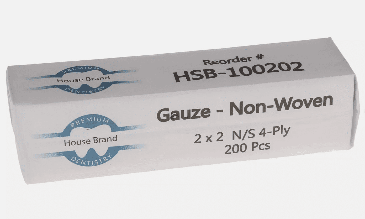House Brand Dentistry 100202 Non-Woven Gauze 2" X 2" Non-Sterile 4-Ply 200pcs