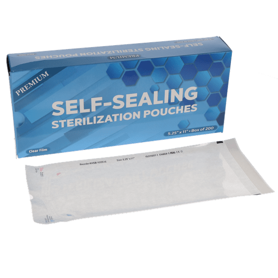 House Brand Dentistry 100516 Paper/Clear Film Self-Sealing Sterilization Pouches 5.25" x 11" 200/Bx