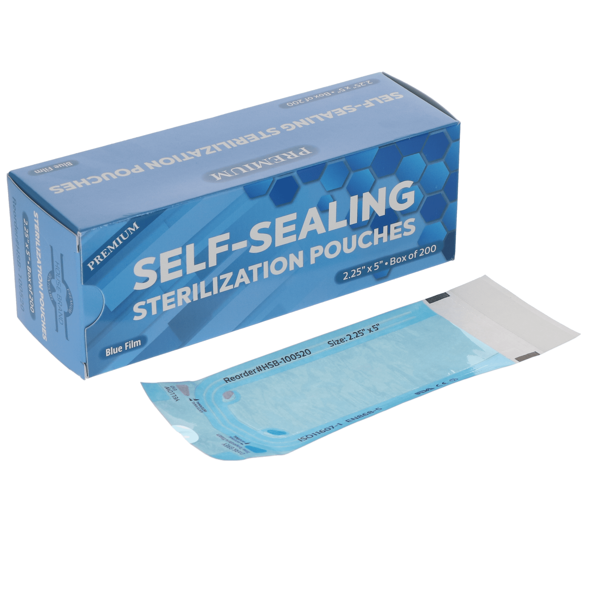 House Brand Dentistry 100520 PaperBlue Film Self-Sealing Sterilization  Pouches 2.25 x 5 200Bx - Walmart.com