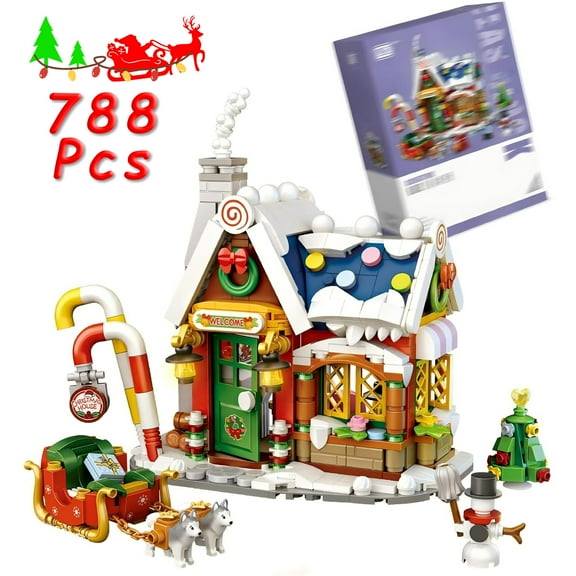 ZOGYMOZ Mini Christmas Gingerbread House Building Blocks, 788 Pcs Creative Christmas Snowman Tree Set, Santa Claus Gift Store, Great Holiday Gift for Kids