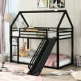 thumbnail image 1 of House Bunk Bed In Black Metal - Twin Over Twin, With Practical Construction & Slide Feature Black, Secure, 1 of 7