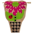 thumbnail image 1 of Pink Polka Dot Flower Pot Burlap House Flag, 1 of 1