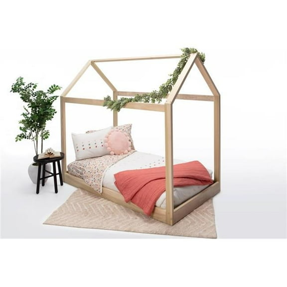 House Canopy Bed, Natural - ize