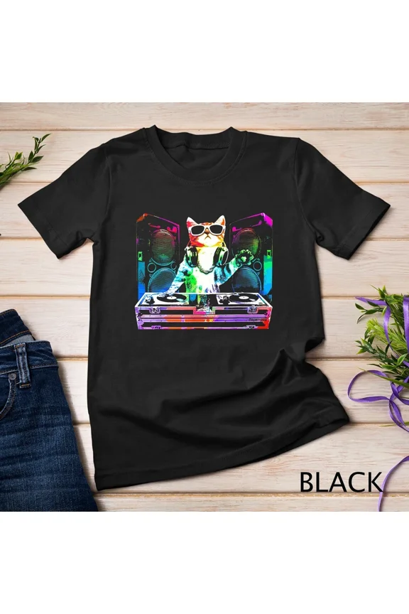 House Cat New DJ Cat Kitty Music Animal Novelty Graphic Cotton Tee Shirt,for unisex up to 5XL